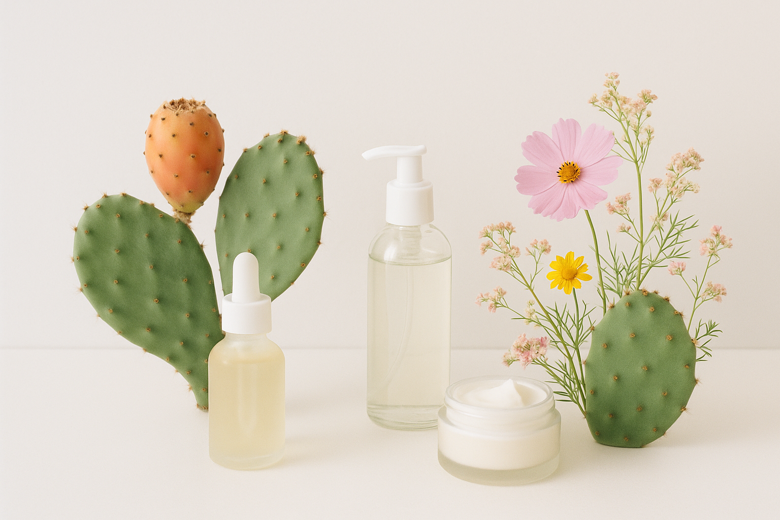 CLEAN SKIN CARE WITH CATUS AND FLOWERS